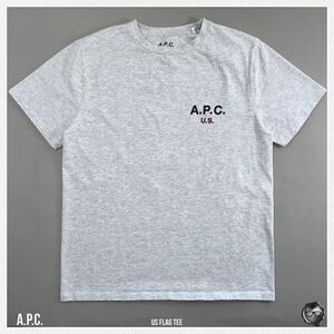 A.P.C. U.S. FLAG TEE IN GREY MELANGE 2018 U.S. CAPSULE COLLECTION NWT